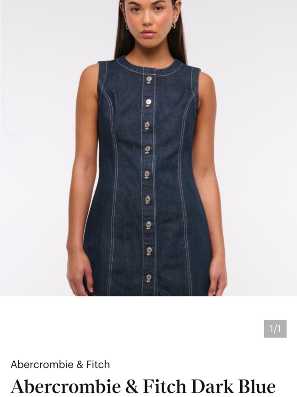 Abercrombie & Fitch Navy Denim Button-Front Sleeveless Dress